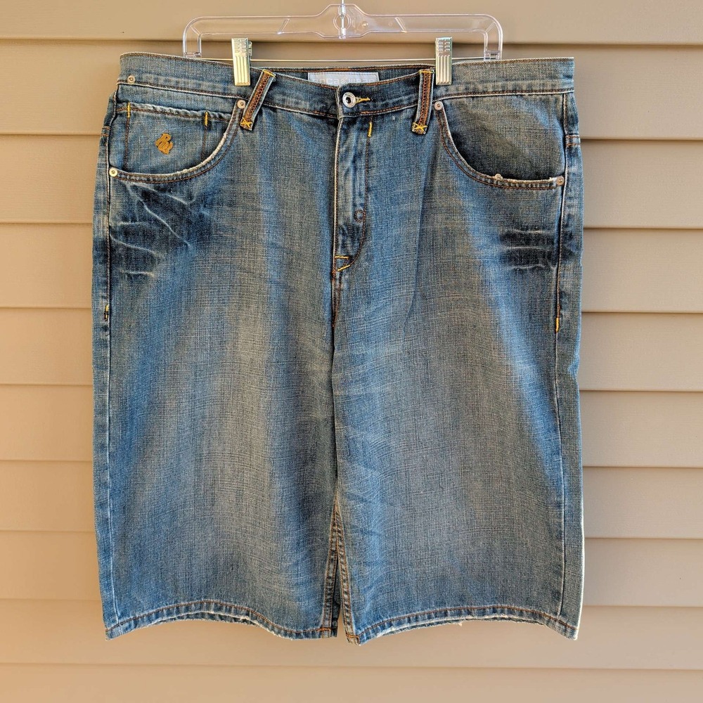 Rocawear Denim Shorts Mens 38 Blue Baggy Y2K South Africa Map Graphic Jorts